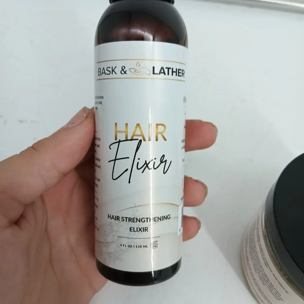 2X Bask & Lather Stimulating Scalp Hair Balm Moisturizing Dry Hair & Elixir New